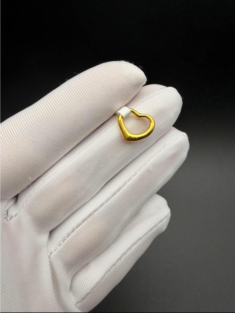 24K Solid Gold Open Heart Pendant Necklace with Certificate